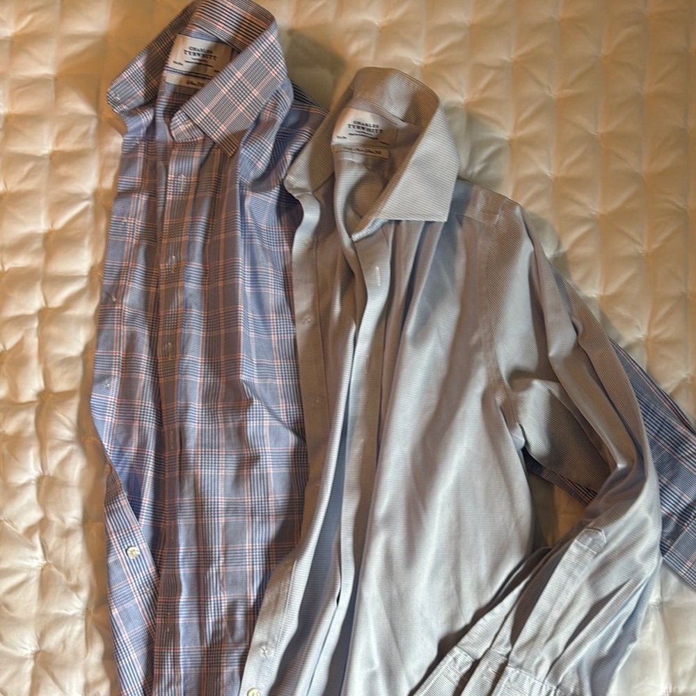 Charles Tyrwhitt Blue and White Checkered Shirt